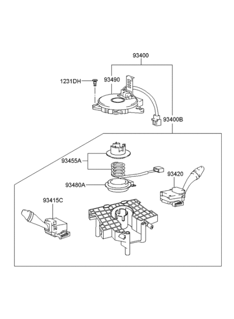 2020 Hyundai Nexo Switch Assembly-Multifunction Diagram for 9340126100
