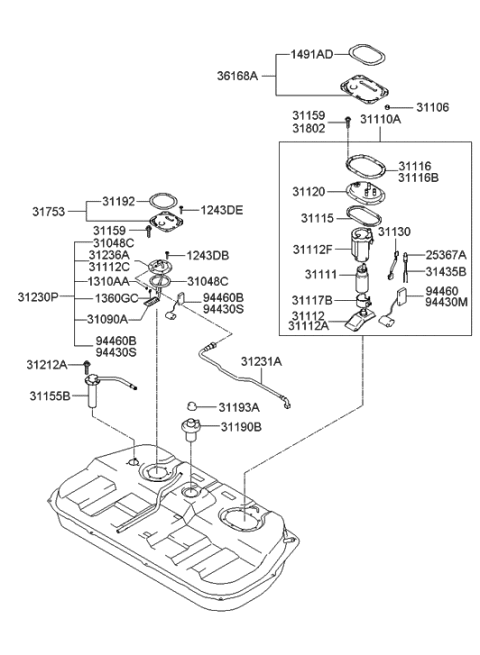 2020 Hyundai Kona  Main Sender Assembly Diagram for 9443026000