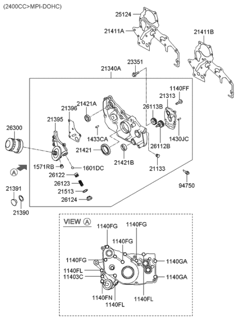 2020 Hyundai Kona  Gasket-Oil Pump Diagram for 2141138203