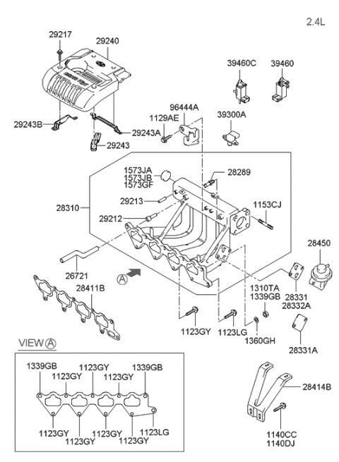 2020 Hyundai Ioniq  Bracket-Engine Cover Diagram for 2924338020