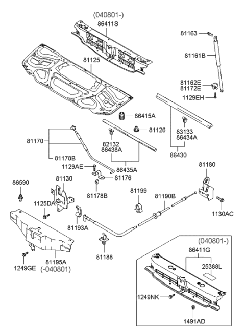 2020 Hyundai Ioniq Bumper-Hood Overslam Diagram for 8641029000