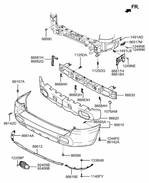 2020 Hyundai Kona Electric  Lip Assembly-Rear Bumper, Center Diagram for 8661226900