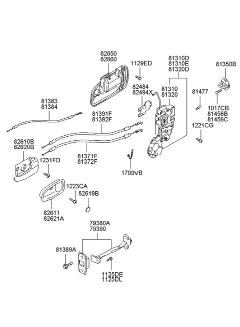 2020 Hyundai Ioniq  Latch & ACTUATOR Assembly-Front Door, L Diagram for 8131026020