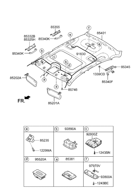 2017 Hyundai Tucson  Sun Visor Assembly, Left Diagram for 852013N950NYM