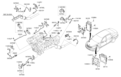 2017 Hyundai Tucson  Engine Control Module Unit Diagram for 391103FVN0