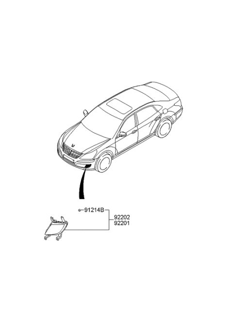 2018 Hyundai Tucson Front Driver Side Fog Light Assembly Diagram for 922013N510