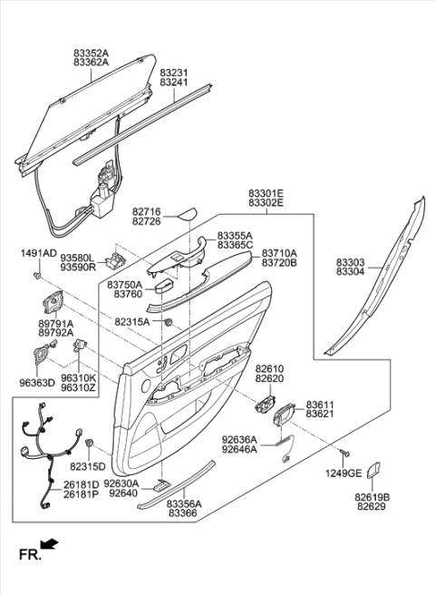 2017 Hyundai Tucson  Curtain-Rear Door, LH Diagram for 833523N002RY