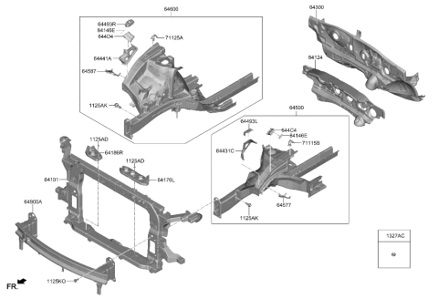 2002 Hyundai XG350 REINF-Radiator Support LWR, RH Diagram for 64186S8000