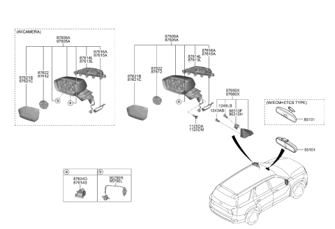 2002 Hyundai XG350  Mirror Assembly-Rear View Inside Diagram for 851013W200