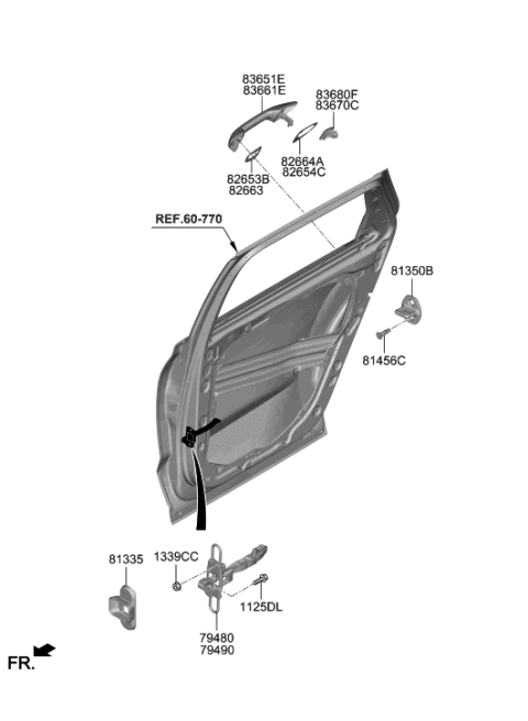 2002 Hyundai XG350  Pad-FR Dr O/S HDL Cover, RH Diagram for 82664S8000