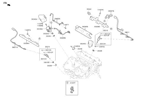 2002 Hyundai XG350  Harness-Injector, LH Diagram for 353413L150