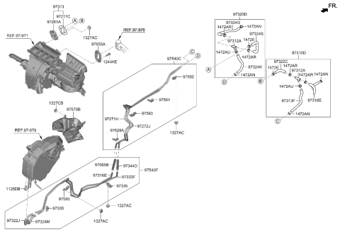 2020 Hyundai Genesis G80  Cover-Heater Pipe Diagram for 973153N100