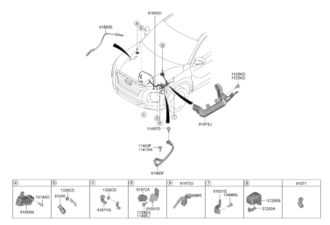2002 Hyundai XG350 Battery Terminal Diagram for 91982C7010