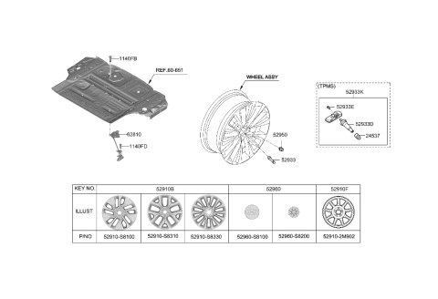 2020 Hyundai Genesis G80  Aluminium Wheel Assembly Diagram for 52910S8100