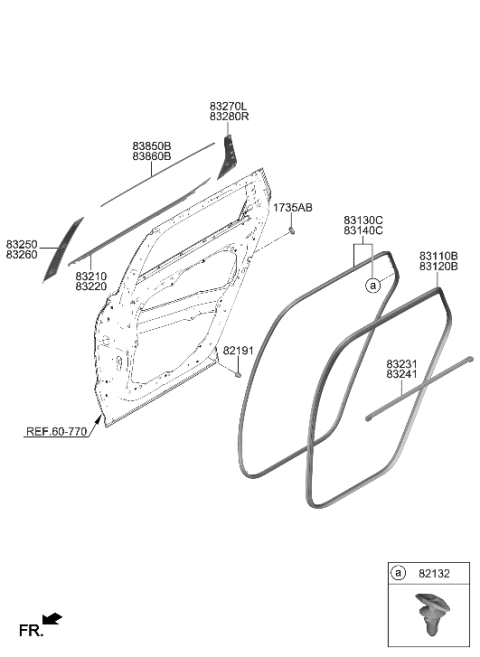 2002 Hyundai XG350  MOULDING Assembly-RR Dr Frame, LH Diagram for 83850S8000