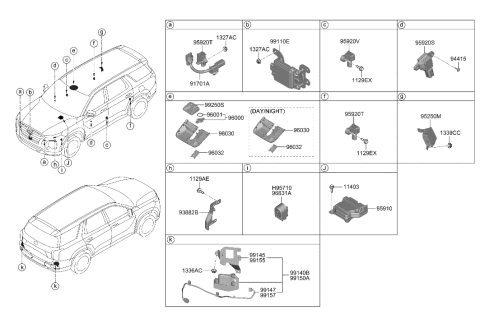 2020 Hyundai Genesis G80  BRKT-BURGLAR ALARM Diagram for 93884S8000