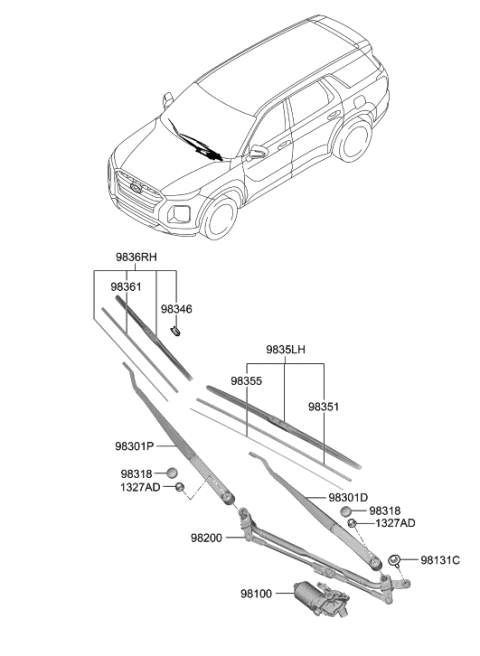 2022 Hyundai Sonata Linkage Assembly-Windshield Wiper Diagram for 98120S8000