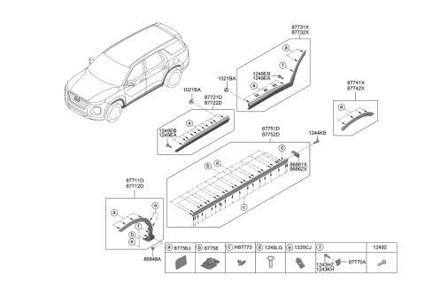 2020 Hyundai Genesis G80  GARNISH Assembly-RR Dr Side LH Diagram for 87731S8000