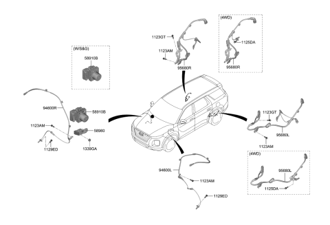 2020 Hyundai Genesis G80  Brake Hydraulic Unit Assembly Diagram for 58910S8350