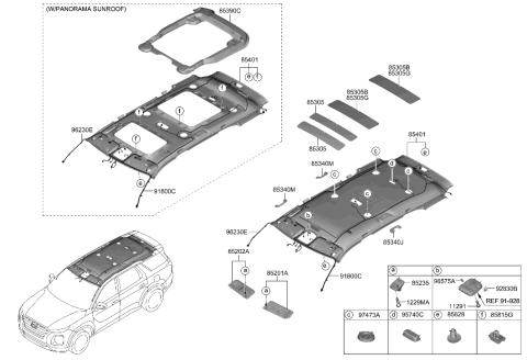 2002 Hyundai XG350 Pad-Roof Diagram for 85305B8000