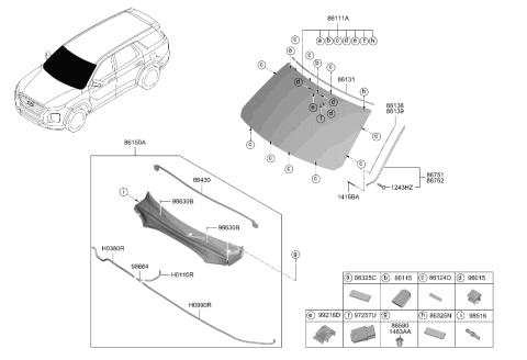 2002 Hyundai XG350  STOPPER-Glass Assembly, LH Diagram for 86119S8000