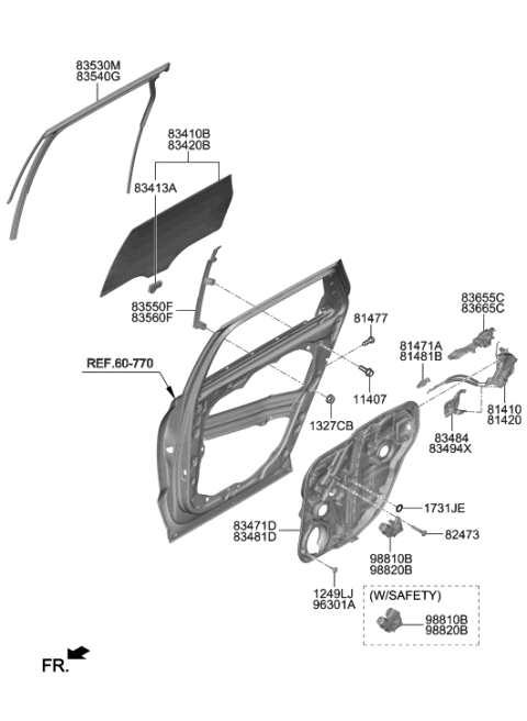 2002 Hyundai XG350  Glass Assembly-Rear Door, RH Diagram for 83420S8010