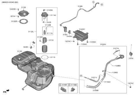 2022 Hyundai Sonata CANISTER Assembly Diagram for 31420S2500