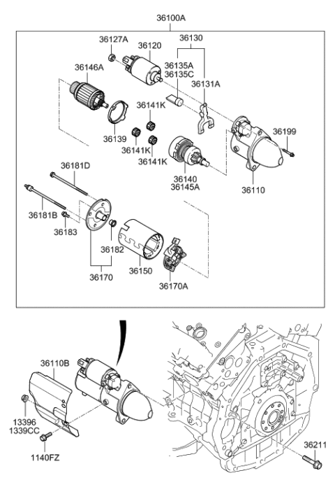 2022 Hyundai Sonata  Yoke Assembly-Starter Diagram for 361603L150