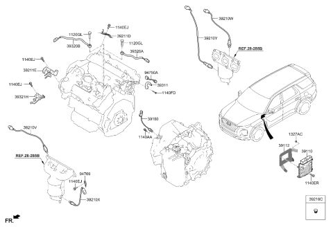 2022 Hyundai Sonata  Sensor Assembly-Oxygen, RR(RH) Diagram for 392103LNA0