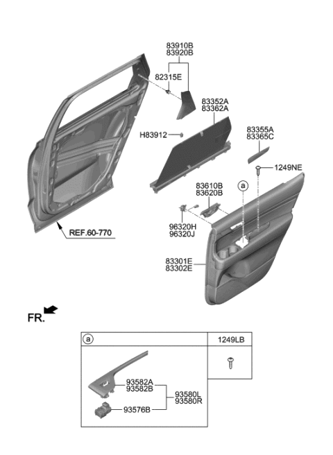 2002 Hyundai XG350  Cover Assembly-RR Dr Delta INR, RH Diagram for 83940S8000CA