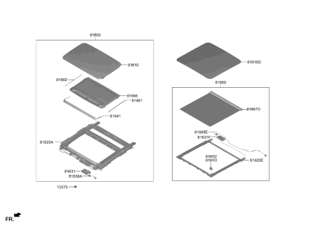 2020 Hyundai Genesis G80  Roller Blind Assembly-Panoramaroof Diagram for 81670S8110MMH