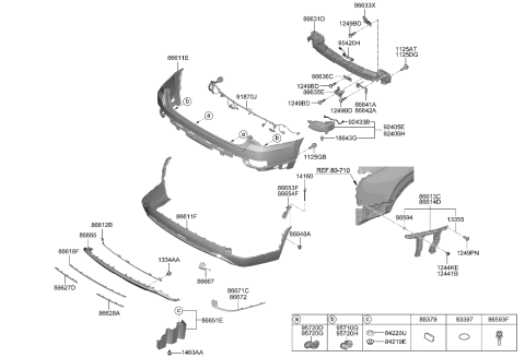 2002 Hyundai XG350  PIECE-RR BUMPER SIDE, RH Diagram for 86698S8100