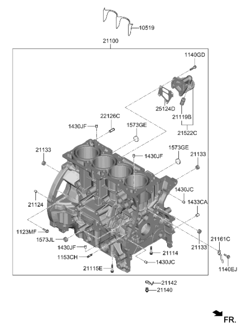 2018 Hyundai Elantra GT  Stud Diagram for 211052S000