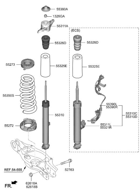 2012 Hyundai Sonata Hybrid Rear Spring Pad, Upper Diagram for 55334J5000