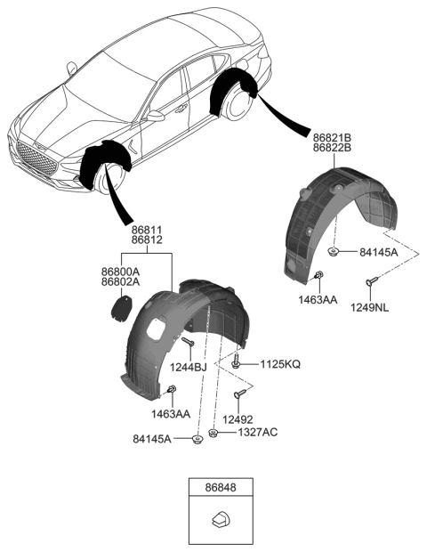 2018 Hyundai Elantra GT Retainer Diagram for 86848C8000