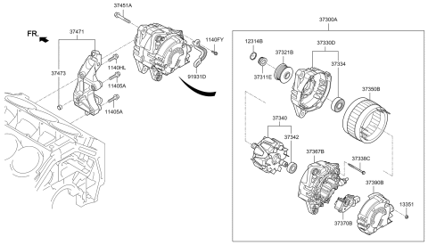 2012 Hyundai Sonata Hybrid  Holder Sub Assembly-Brush Diagram for 373683C200