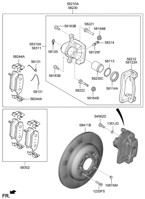 2018 Hyundai Elantra GT  Rear Disc Brake Pad Kit Diagram for 58302J5A00