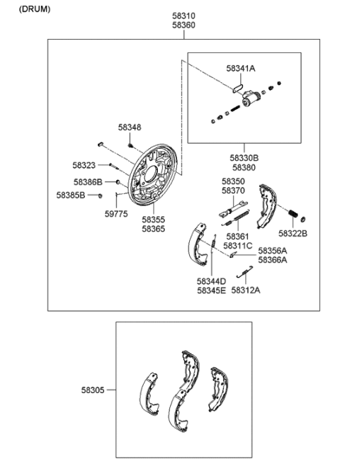 2010 Hyundai Elantra  Cylinder Assembly-Wheel, LH Diagram for 583302H000