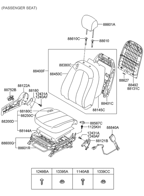 2010 Hyundai Elantra  Inner Cover, Right Diagram for 880212H0004W