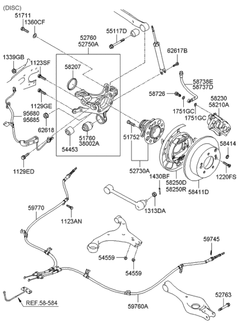 2010 Hyundai Elantra  Hose-Brake Rear, LH Diagram for 587372H300