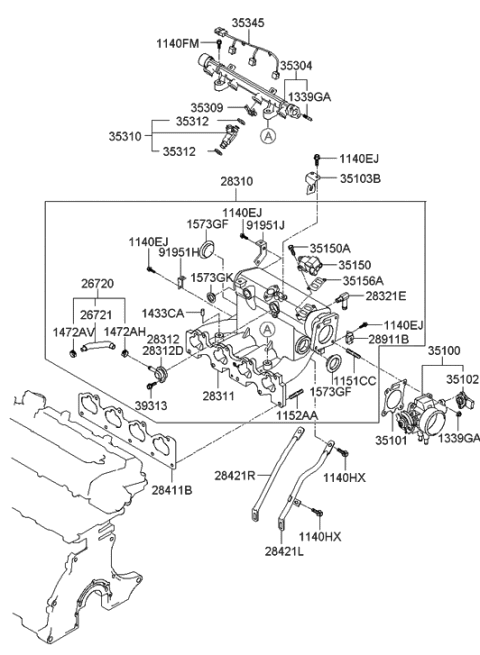 2010 Hyundai Elantra  Bracket-Accelerator Wire Diagram for 3510323941