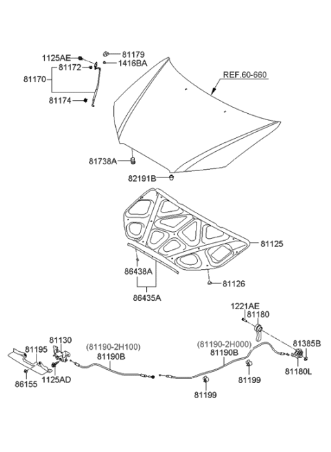 2010 Hyundai Elantra  Rod Assembly-Hood Stay Diagram for 811702H000
