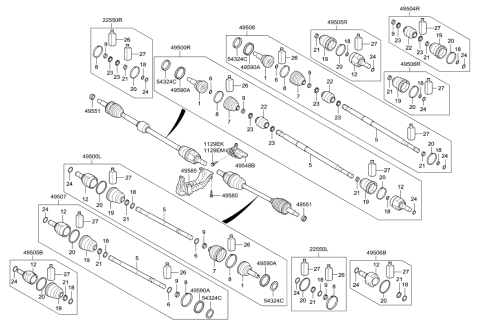2004 Hyundai Tucson  Shaft Assembly-Drive, RH Diagram for 495013X100