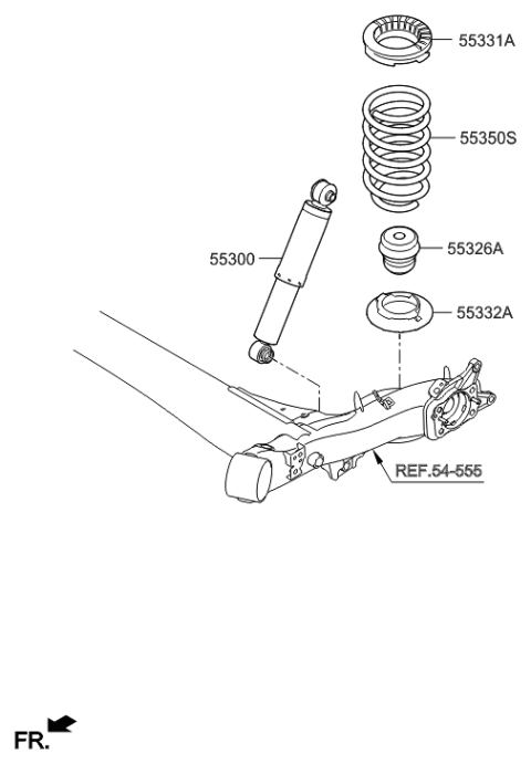 2005 Hyundai Tucson Rear Bumper Spring Diagram for 553261M000