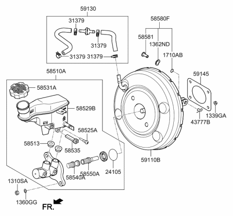 2006 Hyundai Tucson  Cylinder Assembly-Brake Master Diagram for 58510A5200