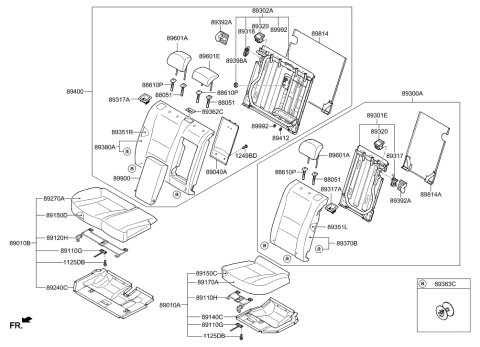 2005 Hyundai Tucson  Bush-Armrest Diagram for 899083Z010