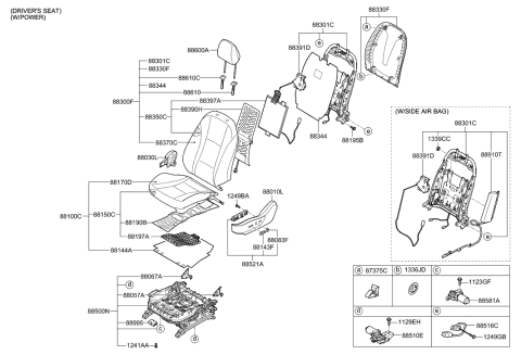 2004 Hyundai Tucson  Shield Cover-Front Seat Passenger Inner Diagram for 881923X000RY