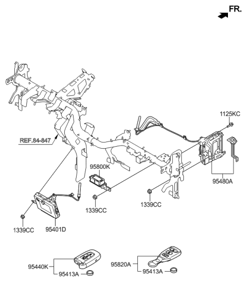 2005 Hyundai Tucson Keyless Entry Transmitter Assembly Diagram for 95430A5200