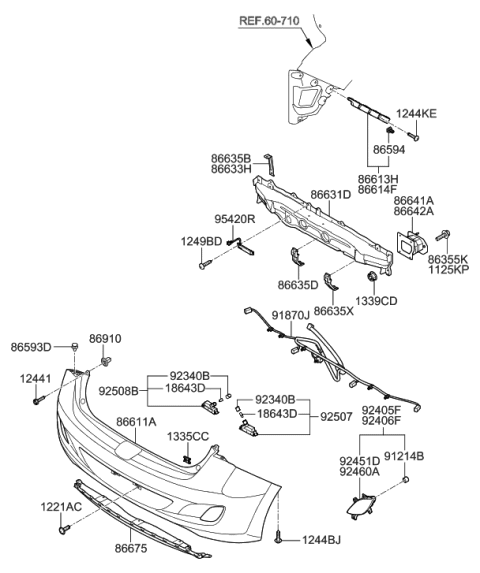 2006 Hyundai Tucson  Retainer-Bumper Side Mounting Diagram for 866251E000