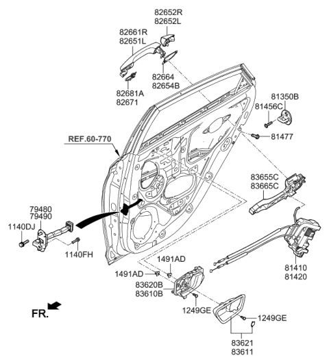 2023 Hyundai Genesis Electrified G80 Striker Assembly-Door Diagram for 81450A9100